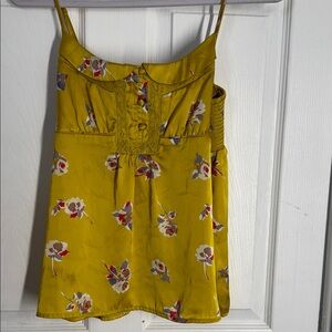 American Eagle Outfitters Mustard Blouse with Floral Details